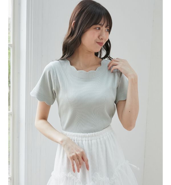  「スカラップデザイントップス」|Tシャツ・カットソー|