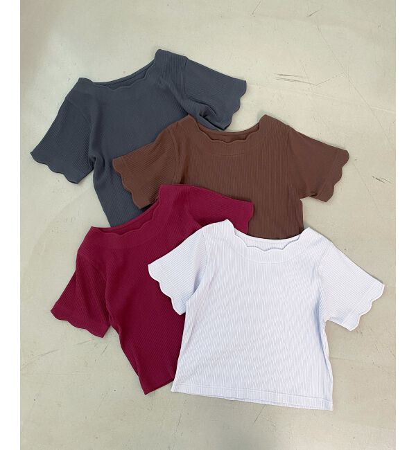  「スカラップデザイントップス」|Tシャツ・カットソー|