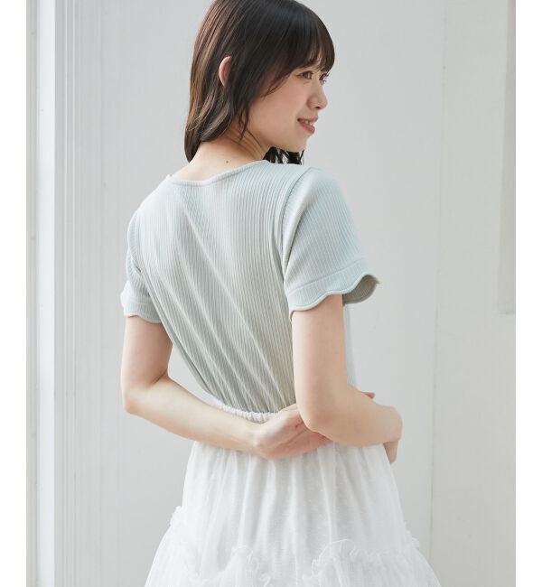  「スカラップデザイントップス」|Tシャツ・カットソー|