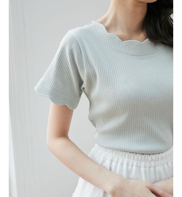  「スカラップデザイントップス」|Tシャツ・カットソー|