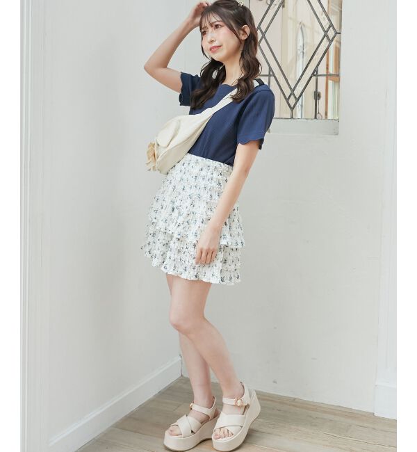  「スカラップデザイントップス」|Tシャツ・カットソー|