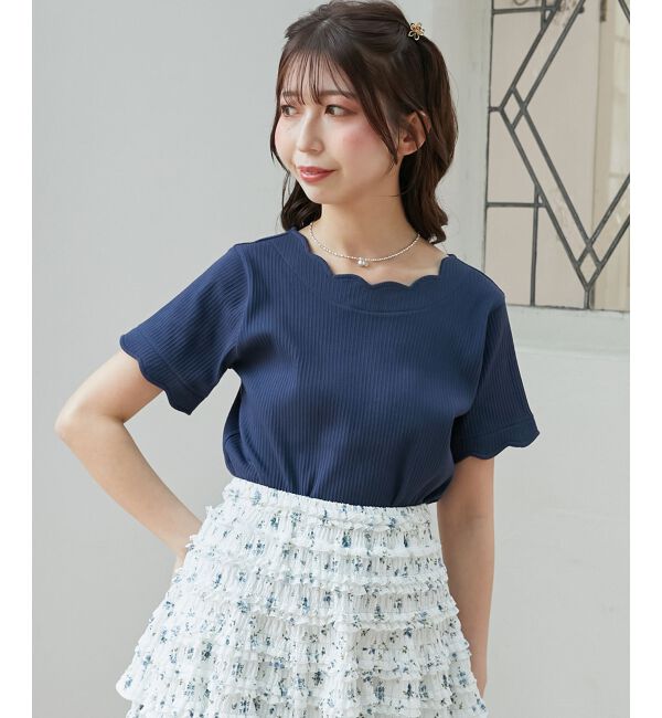  「スカラップデザイントップス」|Tシャツ・カットソー|