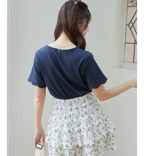  「スカラップデザイントップス」|Tシャツ・カットソー|