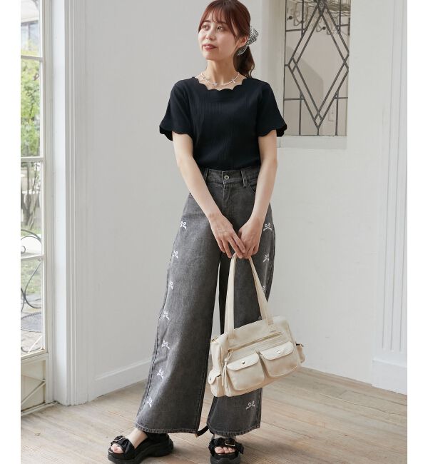  「スカラップデザイントップス」|Tシャツ・カットソー|