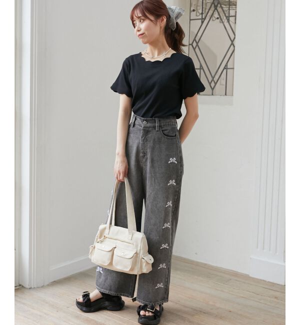  「スカラップデザイントップス」|Tシャツ・カットソー|