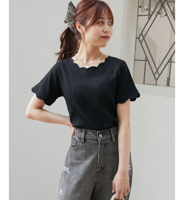  「スカラップデザイントップス」|Tシャツ・カットソー|