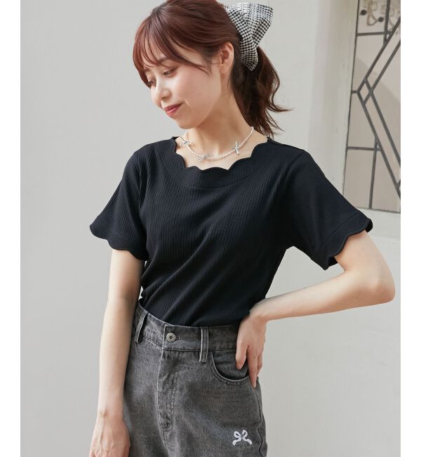  「スカラップデザイントップス」|Tシャツ・カットソー|