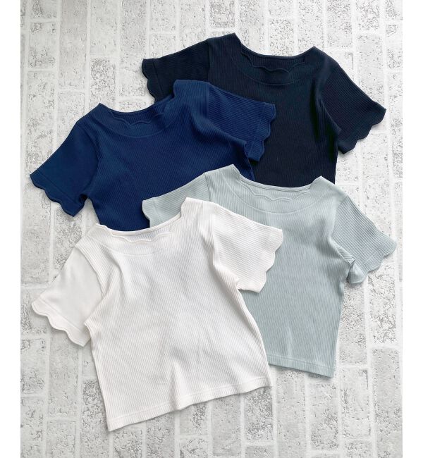  「スカラップデザイントップス」|Tシャツ・カットソー|