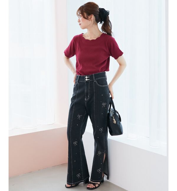  「スカラップデザイントップス」|Tシャツ・カットソー|