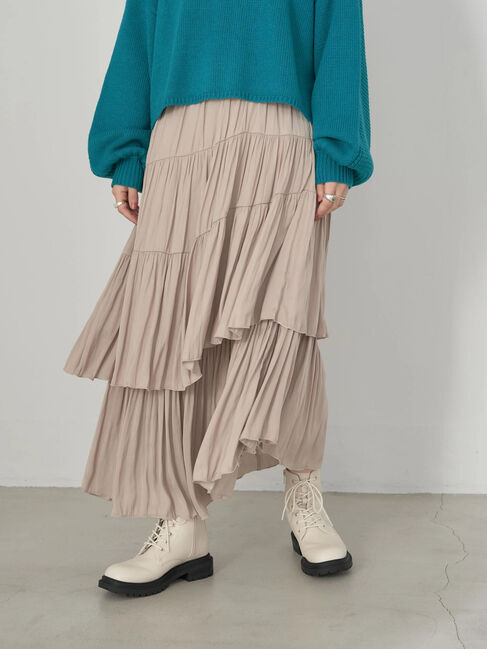 earth music&ecology「イレヘムティアードスカート」|スカート|ライトベージュ