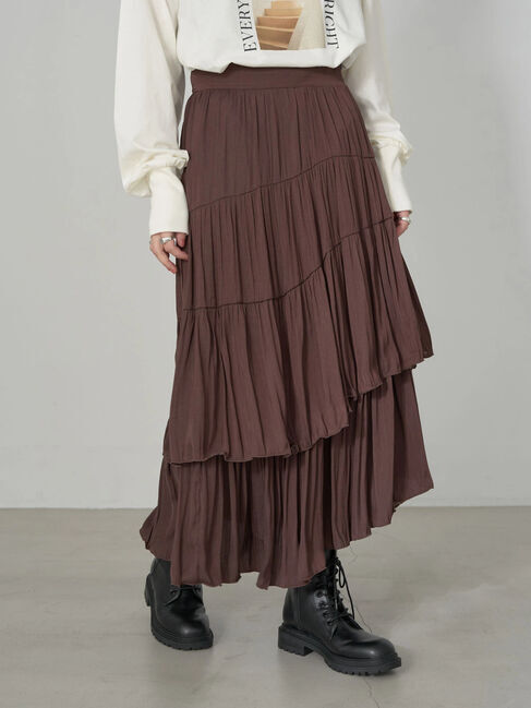 earth music&ecology「イレヘムティアードスカート」|スカート|ブラウン