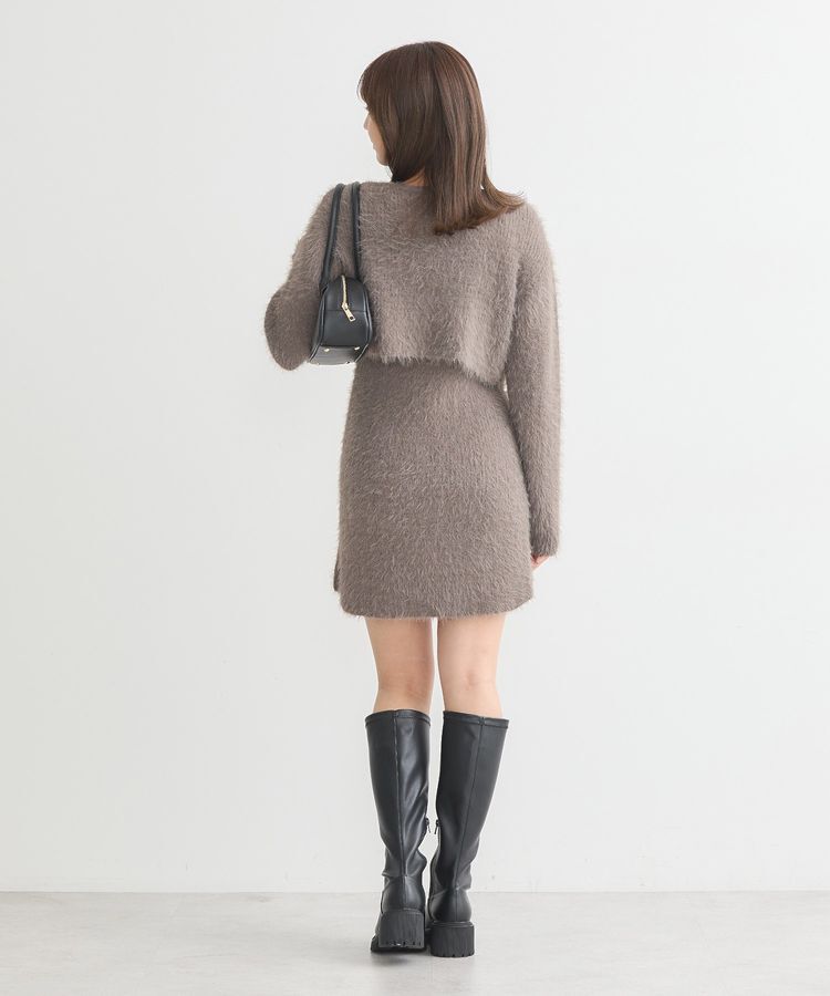 earth music&ecology「SET2点シャギーショートカーデ+ミニワンピース」|ワンピース|