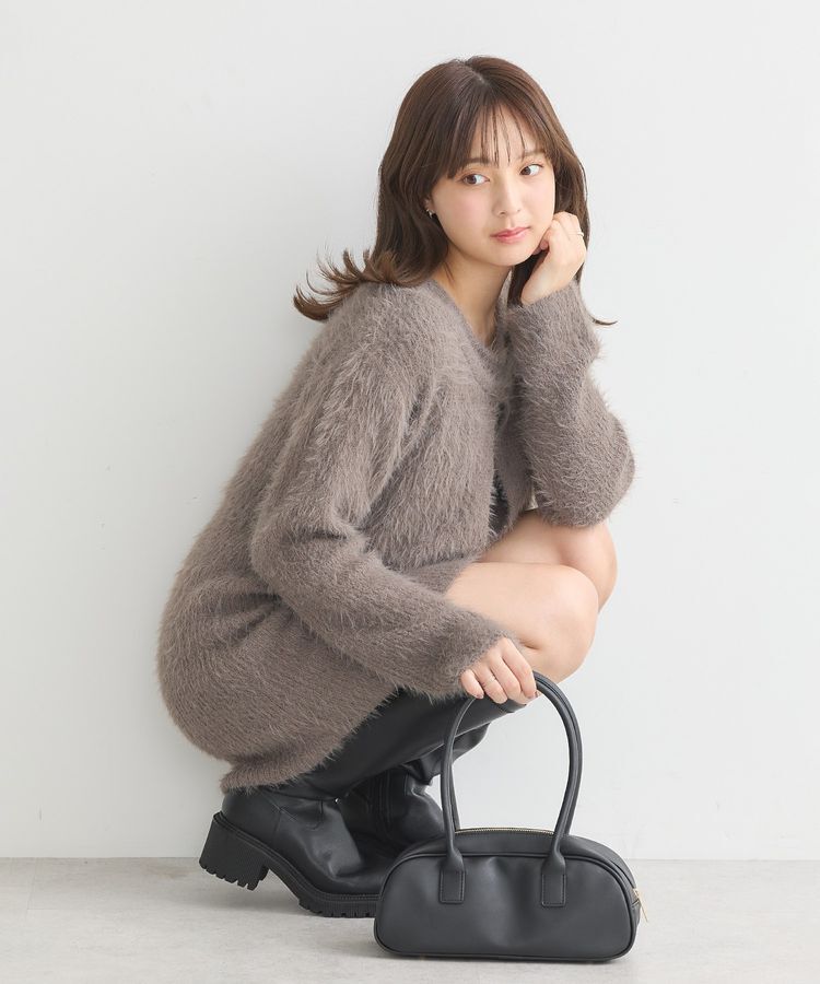 earth music&ecology「SET2点シャギーショートカーデ+ミニワンピース」|ワンピース|