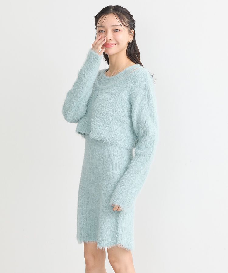 earth music&ecology「SET2点シャギーショートカーデ+ミニワンピース」|ワンピース|