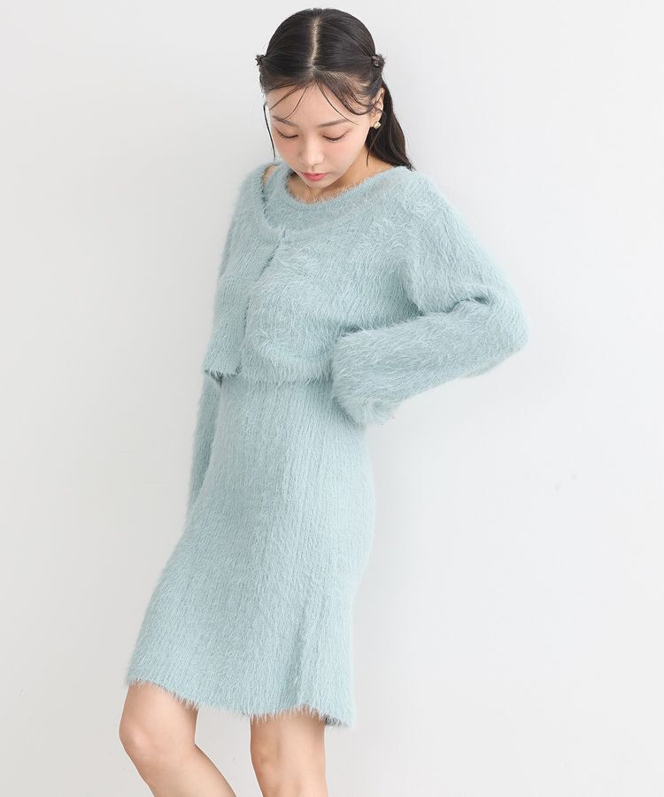 earth music&ecology「SET2点シャギーショートカーデ+ミニワンピース」|ワンピース|