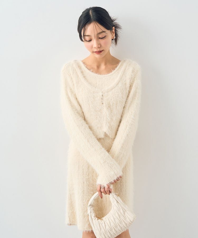 earth music&ecology「SET2点シャギーショートカーデ+ミニワンピース」|ワンピース|