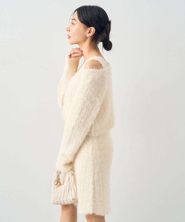 earth music&ecology「SET2点シャギーショートカーデ+ミニワンピース」|ワンピース|