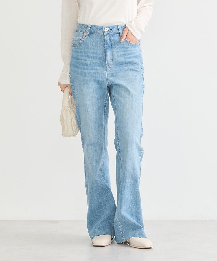 earth music&ecology「セルフカットフレアデニムパンツ」|デニム|