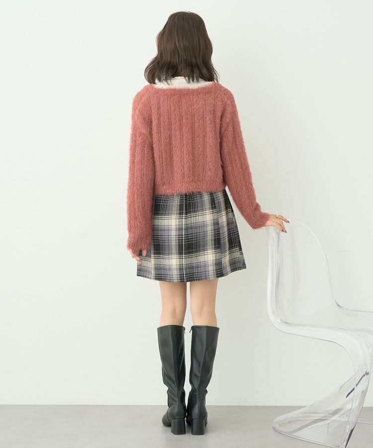 earth music&ecology「フェザーラメフロントリボンニットカーディガン」|カーディガン|