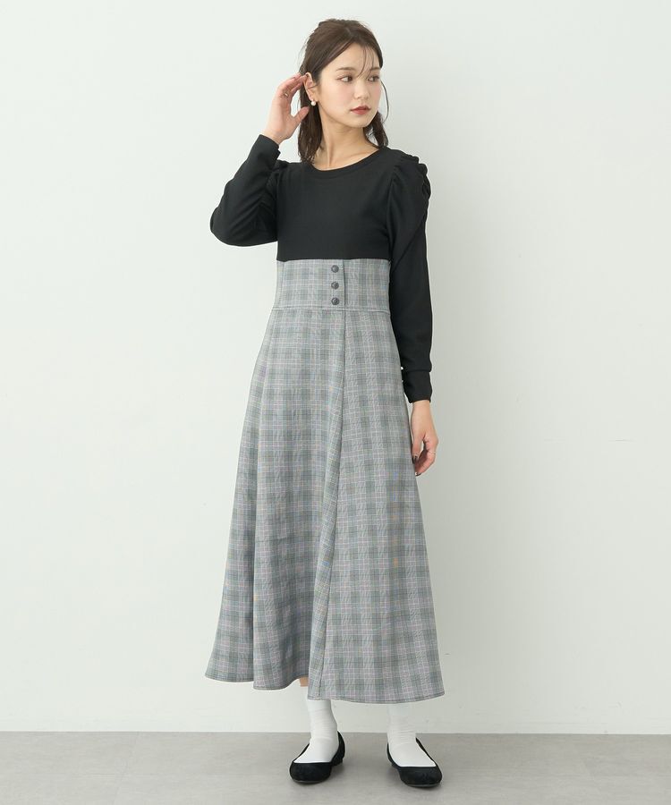 earth music&ecology「リブカットソードッキングワンピース」|ワンピース|