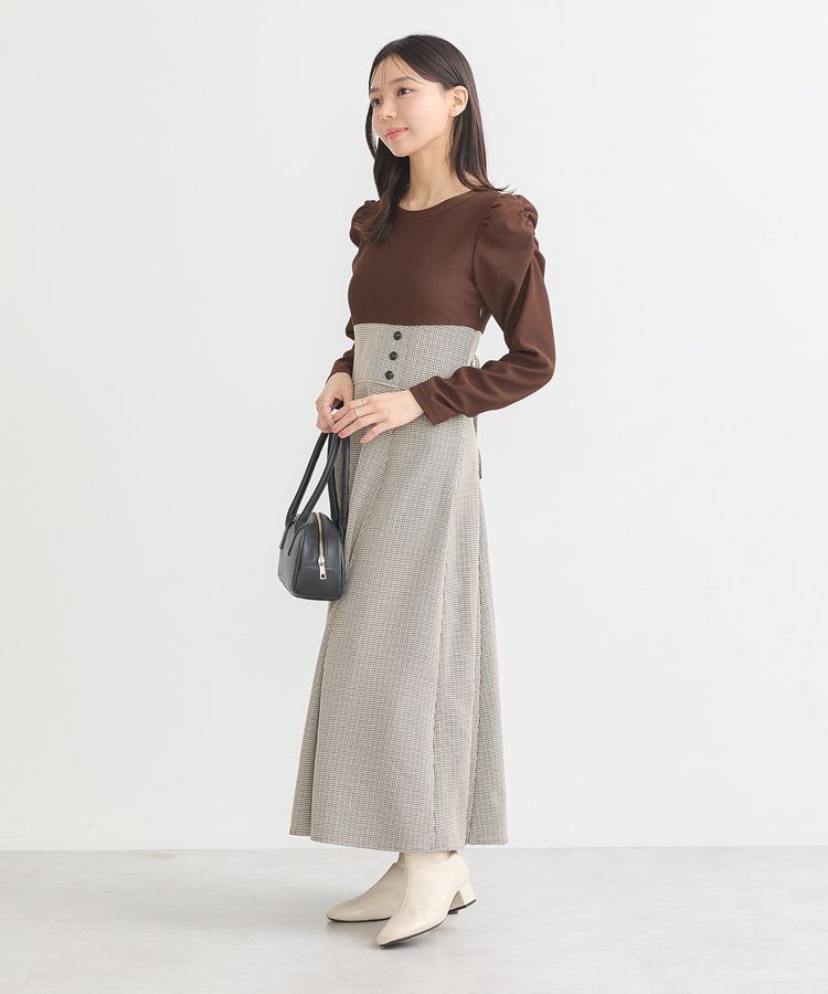 earth music&ecology「リブカットソードッキングワンピース」|ワンピース|