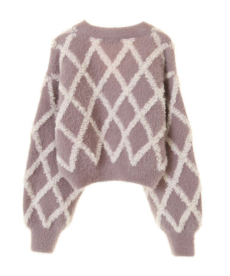 earth music&ecology「シャギーダイヤ柄ショートニットカーディガン」|カーディガン|