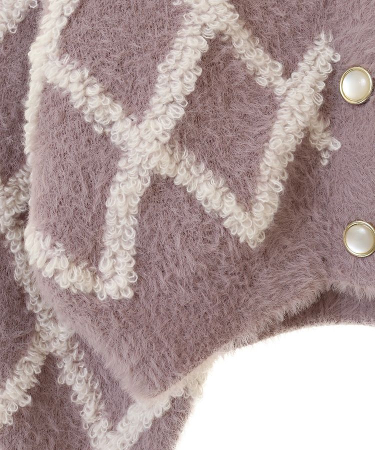 earth music&ecology「シャギーダイヤ柄ショートニットカーディガン」|カーディガン|