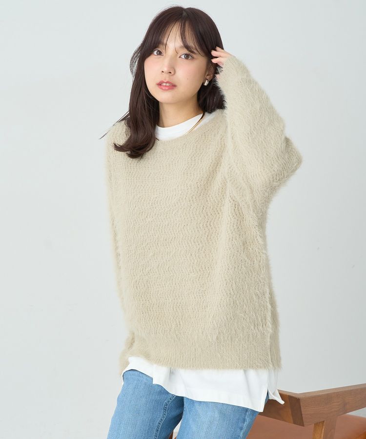 earth music&ecology「モヘヤライクレースニット」|ニット・セーター|Beige