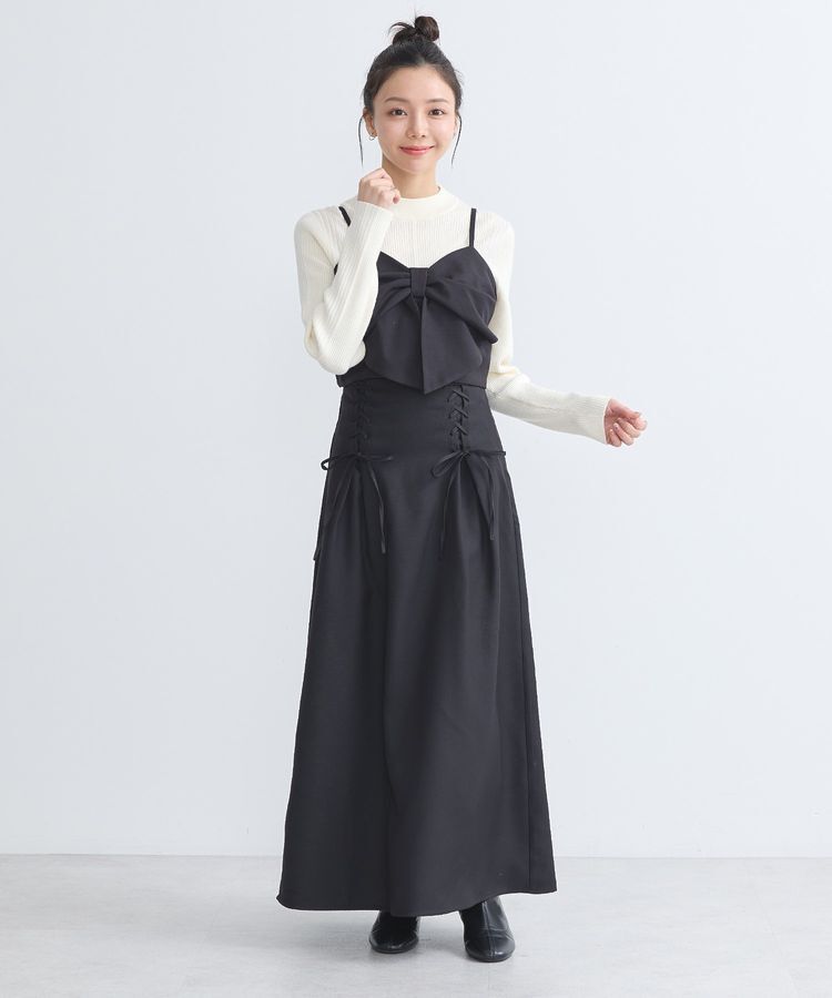 earth music&ecology「レースアップハイウエストスカート」|フレア|