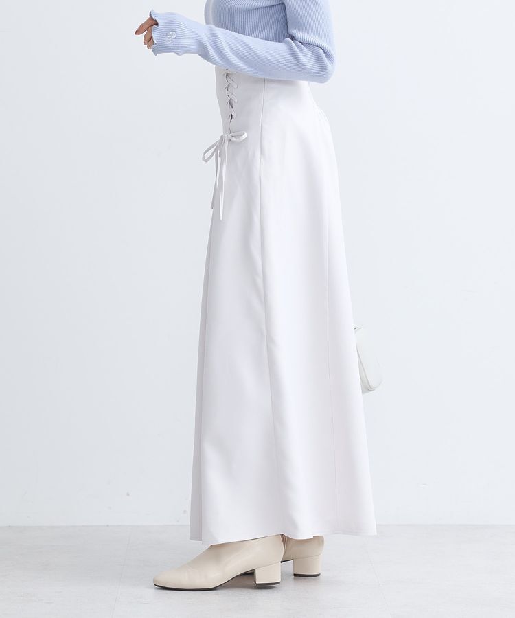 earth music&ecology「レースアップハイウエストスカート」|フレア|