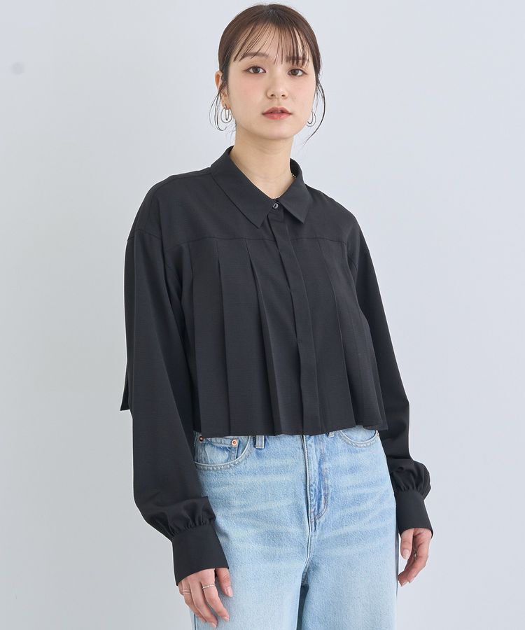 earth music&ecology「タックプリーツショートシャツ」|シャツ・ブラウス|Black