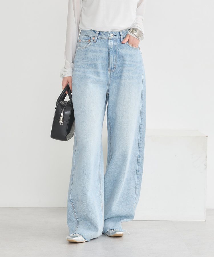 earth music&ecology「セルフカットワイドデニムパンツ」|デニム|