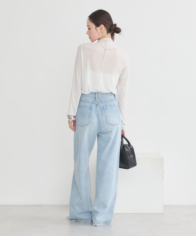 earth music&ecology「セルフカットワイドデニムパンツ」|デニム|