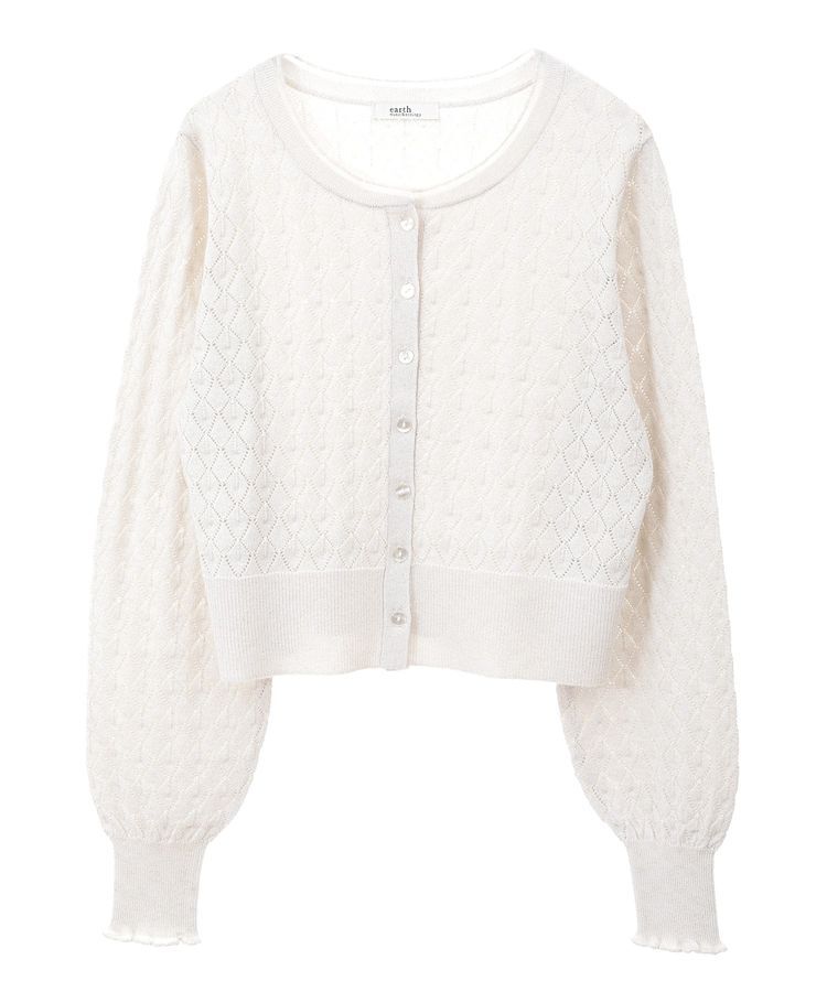 earth music&ecology「シアースカラップ透かし編みカーディガン」|カーディガン|