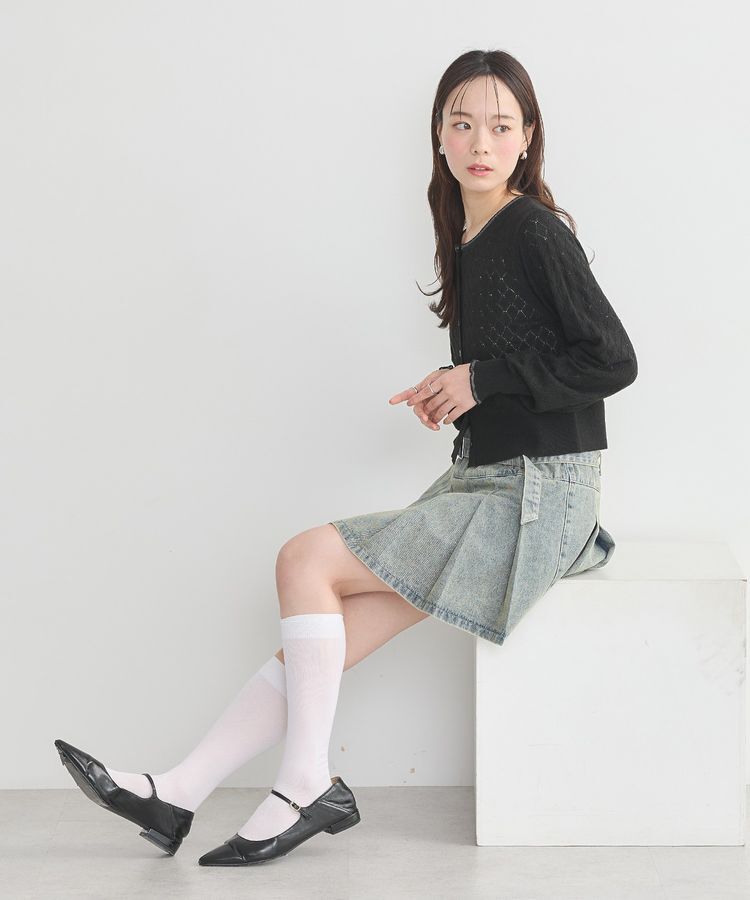 earth music&ecology「シアースカラップ透かし編みカーディガン」|カーディガン|