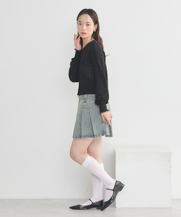 earth music&ecology「シアースカラップ透かし編みカーディガン」|カーディガン|