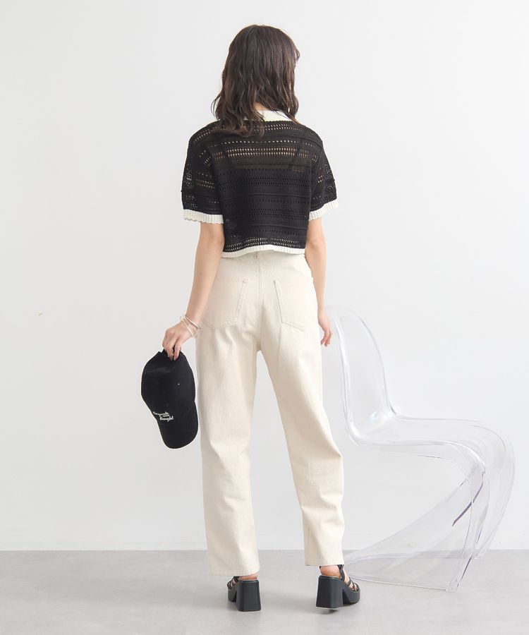 earth music&ecology「キラキラボタン透かしニットポロ」|ニット・セーター|