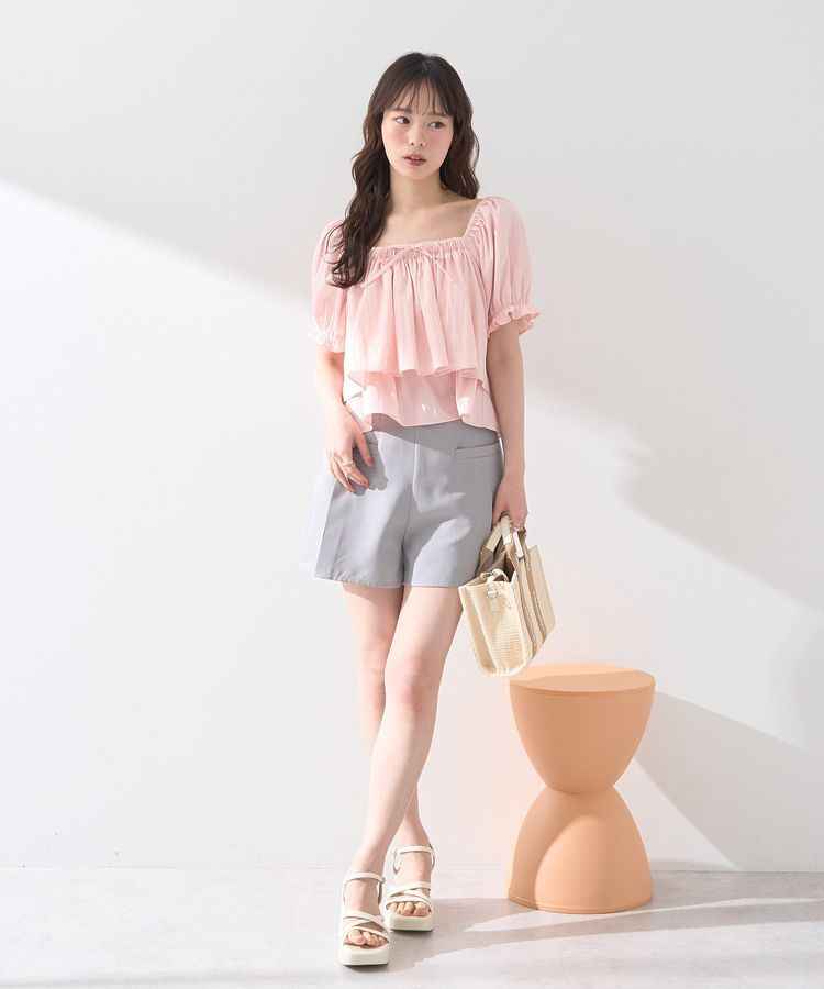 earth music&ecology「スクエアフロントリボンブラウス」|シャツ・ブラウス|