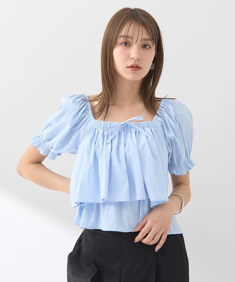 earth music&ecology「スクエアフロントリボンブラウス」|シャツ・ブラウス|