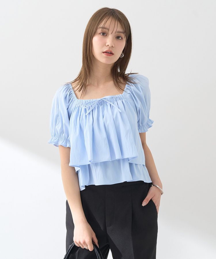 earth music&ecology「スクエアフロントリボンブラウス」|シャツ・ブラウス|