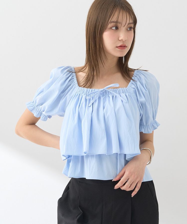 earth music&ecology「スクエアフロントリボンブラウス」|シャツ・ブラウス|Sax