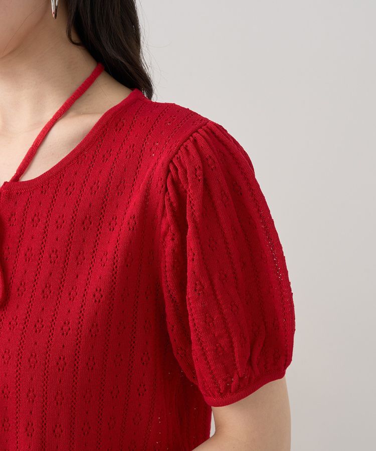 earth music&ecology「透かし編みフロントリボンカーディガン」|カーディガン|