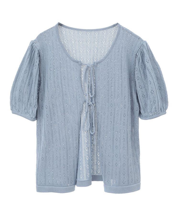 earth music&ecology「透かし編みフロントリボンカーディガン」|カーディガン|