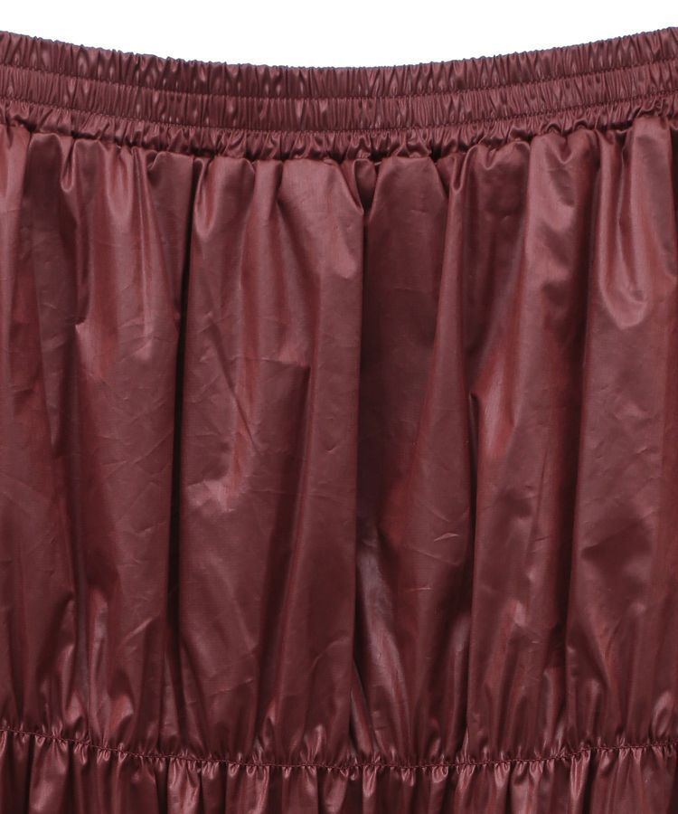 Green Parks「チンツ加工シャーリングスカート」|フレア|