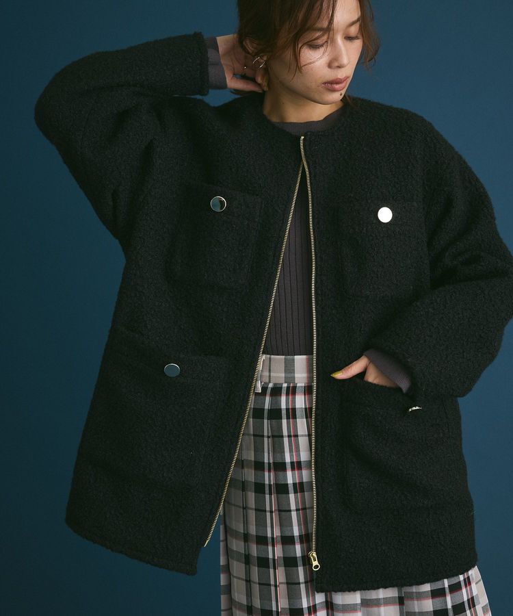 Green Parks「ノーカラーZIPジャコット」|ブルゾン・スタジャン|