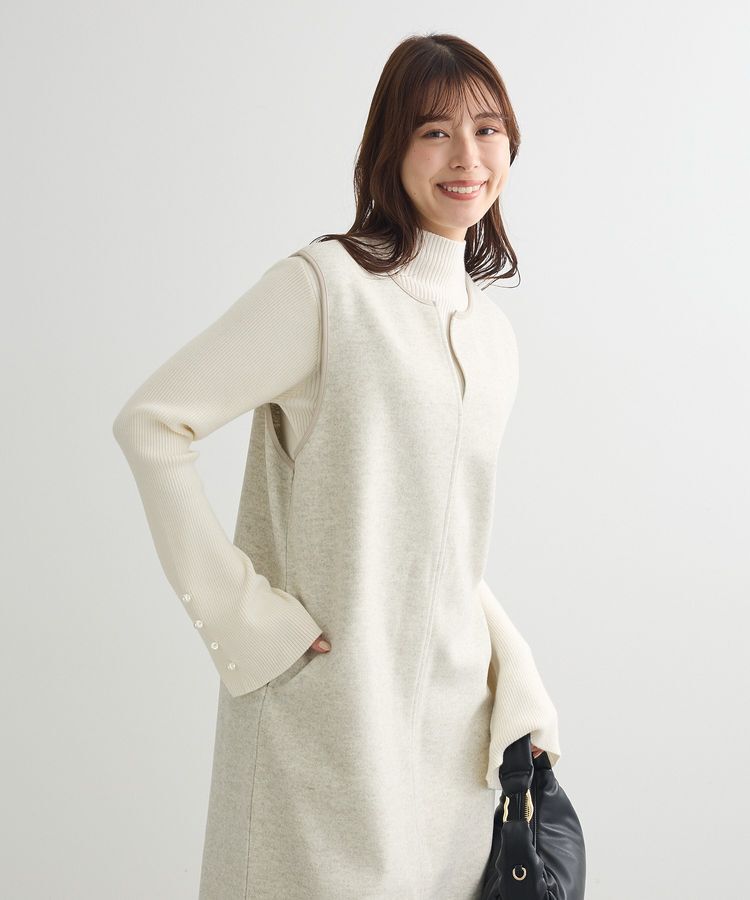 Green Parks「圧縮ポンチ合皮パイピングジャンスカ」|ジャンパースカート|