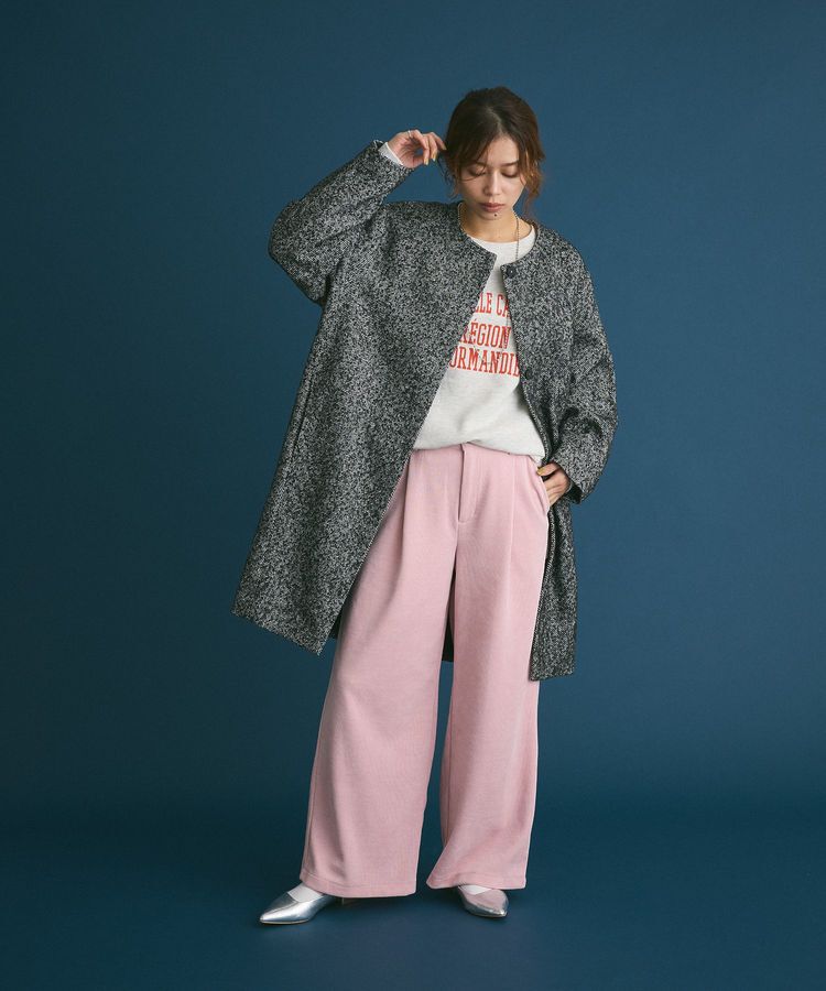 Green Parks「裏起毛配色ステッチロゴチュニック」|スウェット・ジャージ|