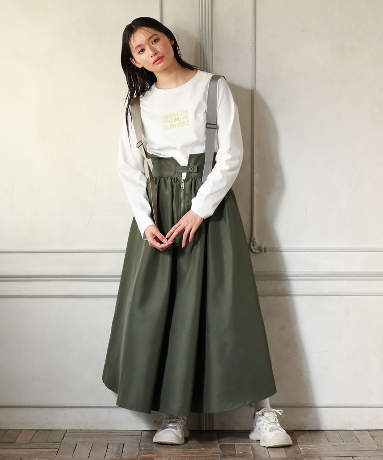 Green Parks「・DOUBLE FLAGS サスペンダーミリタリースカート」|スカート|Khaki