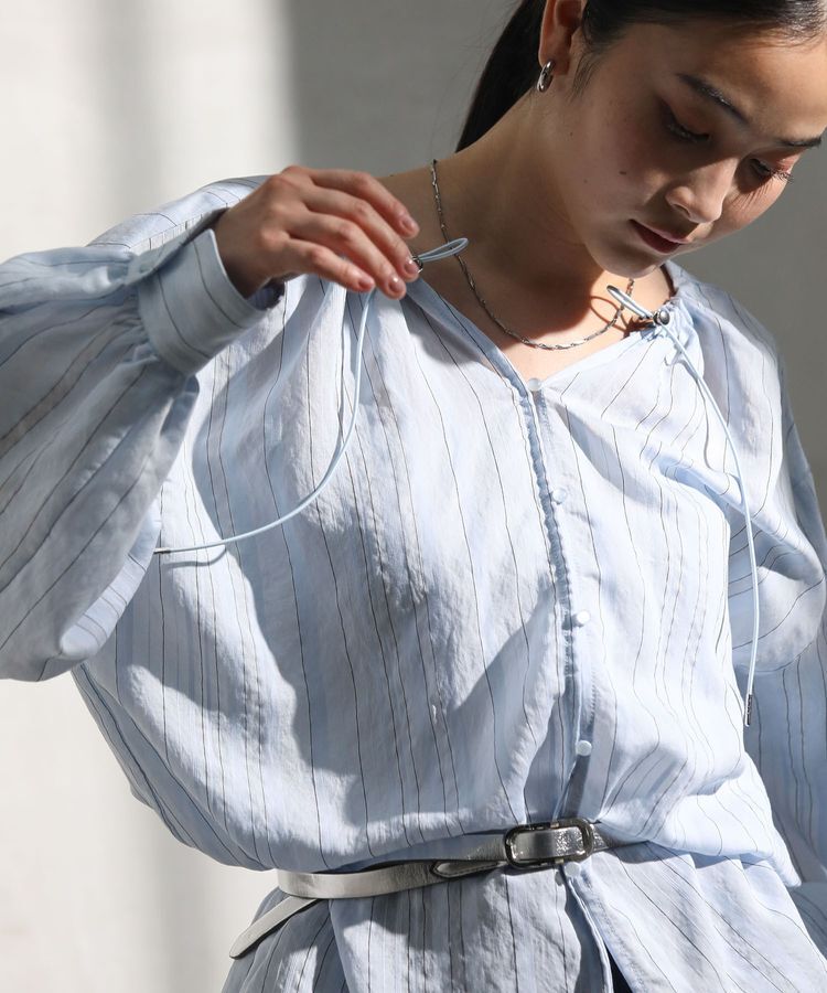 Green Parks「ドロストネックシアーストライプチュニック」|シャツ・ブラウス|