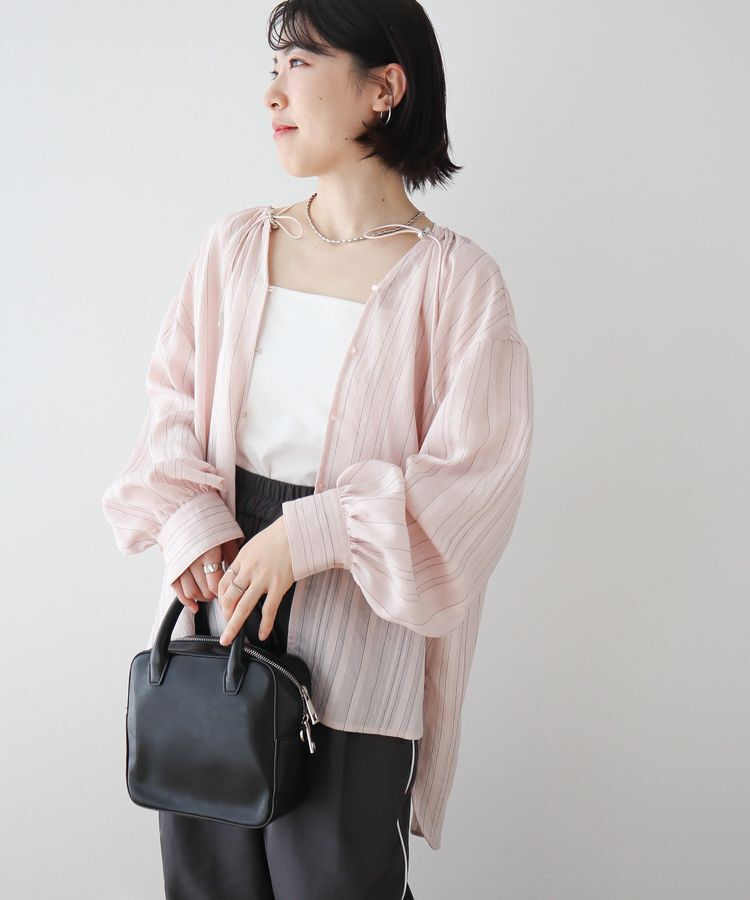 Green Parks「ドロストネックシアーストライプチュニック」|シャツ・ブラウス|